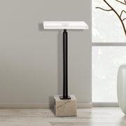 Black Marble Metal Table, Pedestal Base, Modern Accent Style