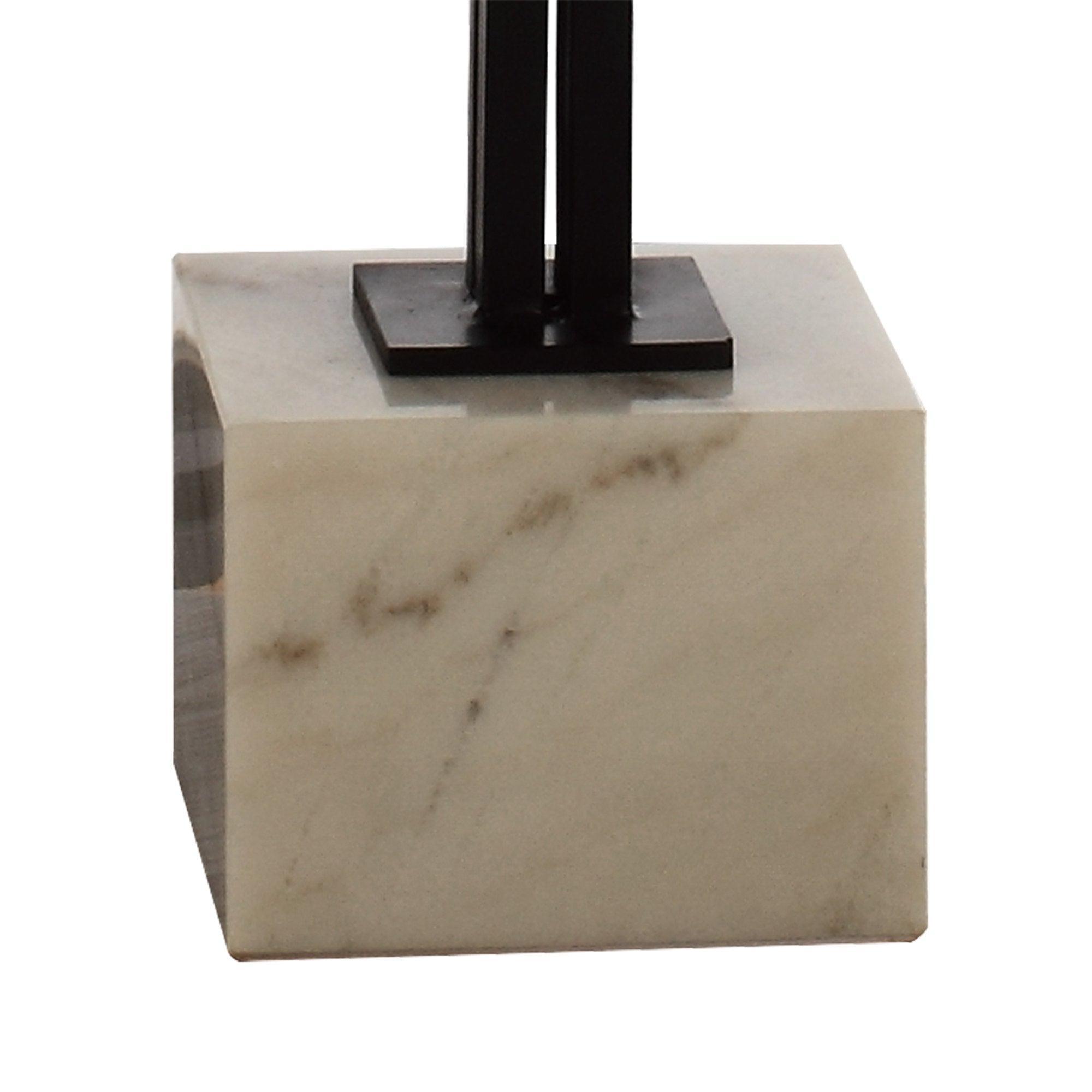 Black Marble Metal Table, Pedestal Base, Modern Accent Style