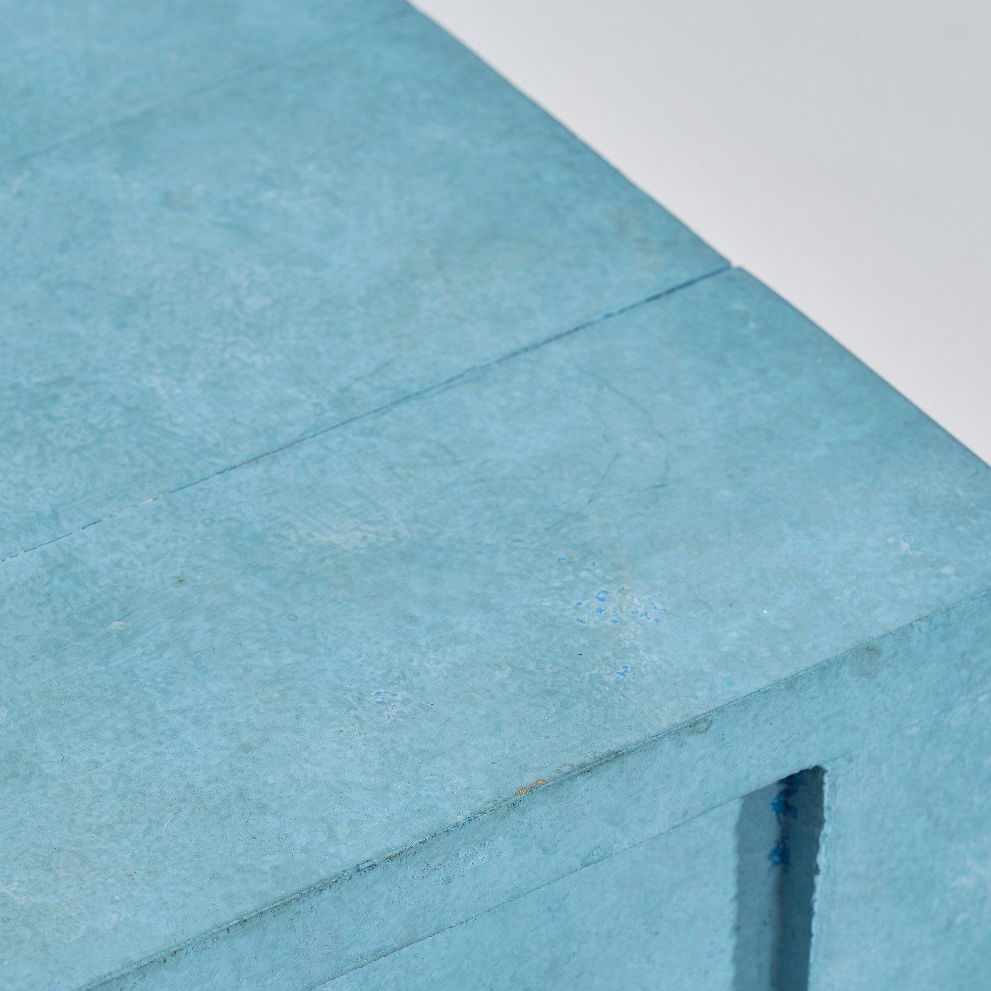 Blue Rectangle Wood Side Table, Modern Compact Accent