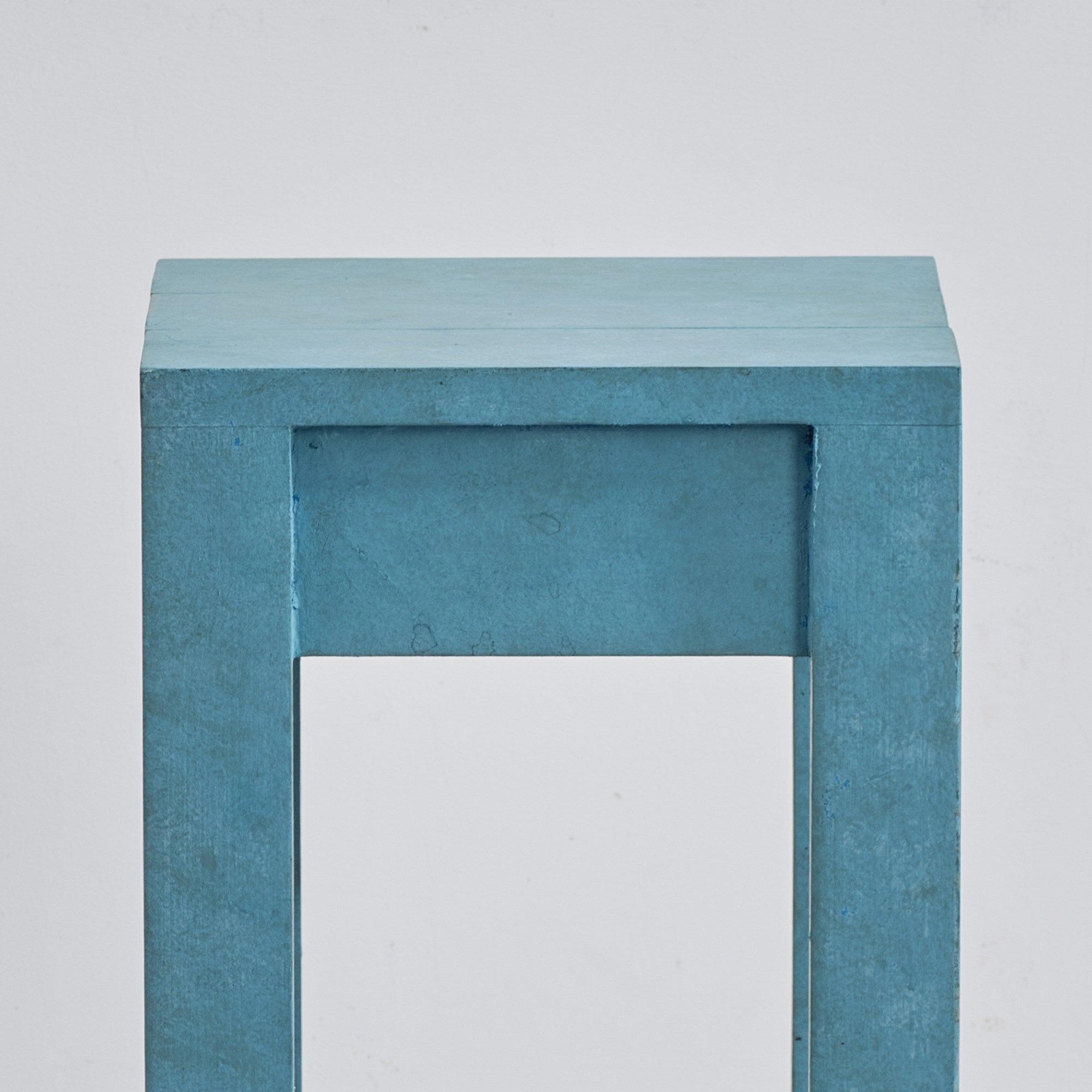 Blue Rectangle Wood Side Table, Modern Compact Accent