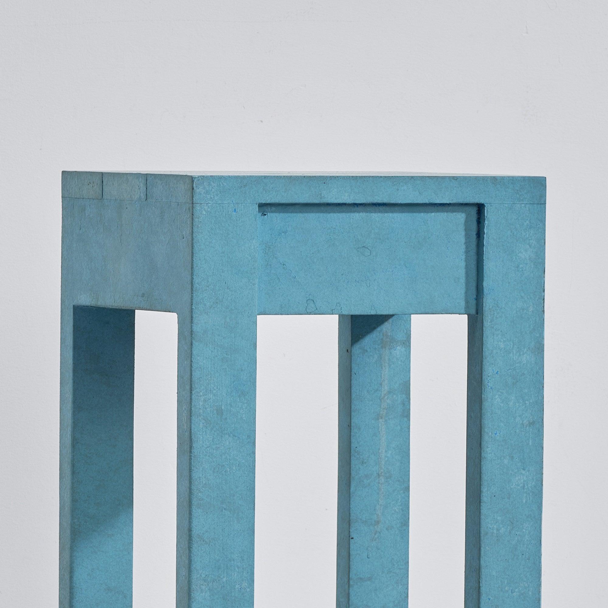 Blue Rectangle Wood Side Table, Modern Compact Accent
