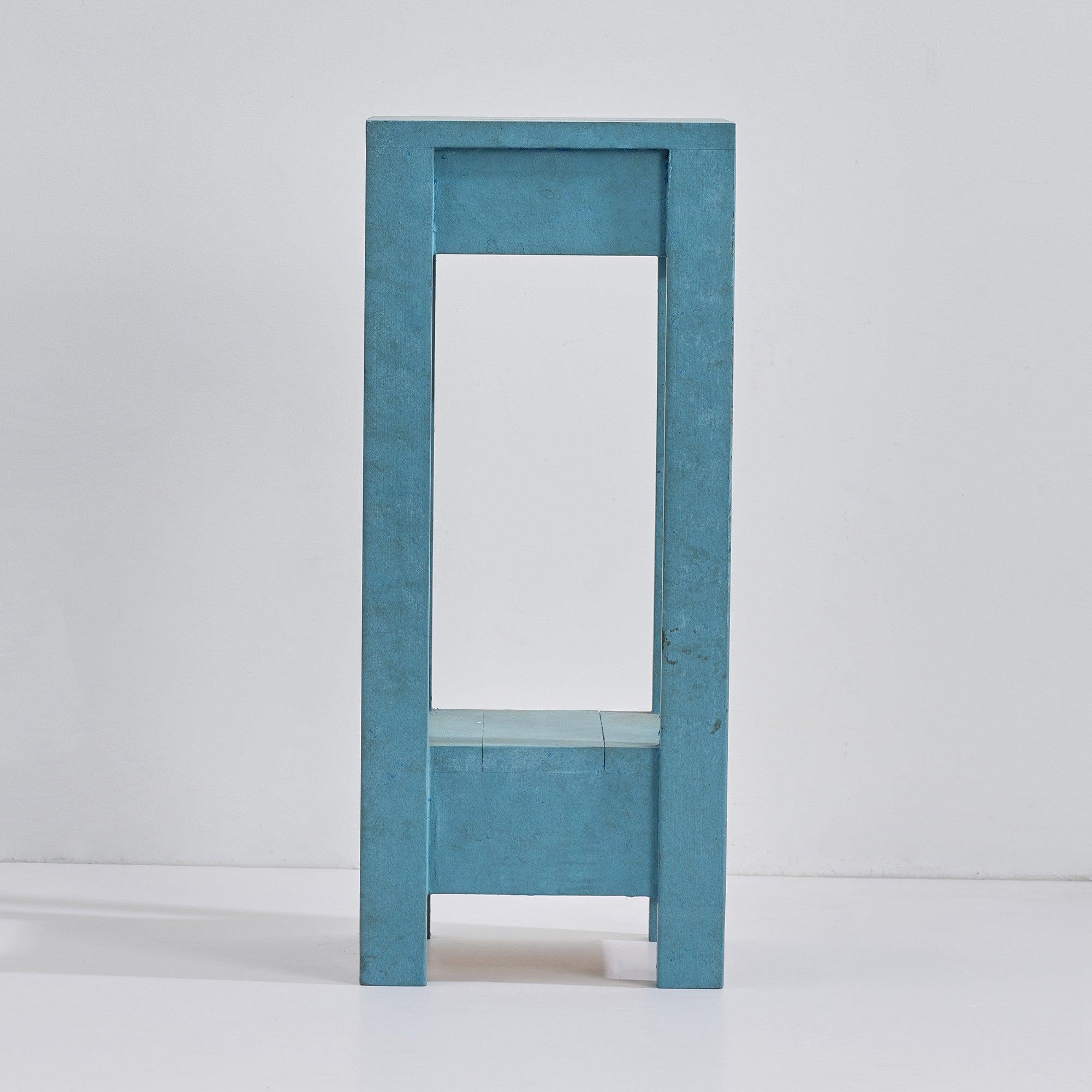 Blue Rectangle Wood Side Table, Modern Compact Accent