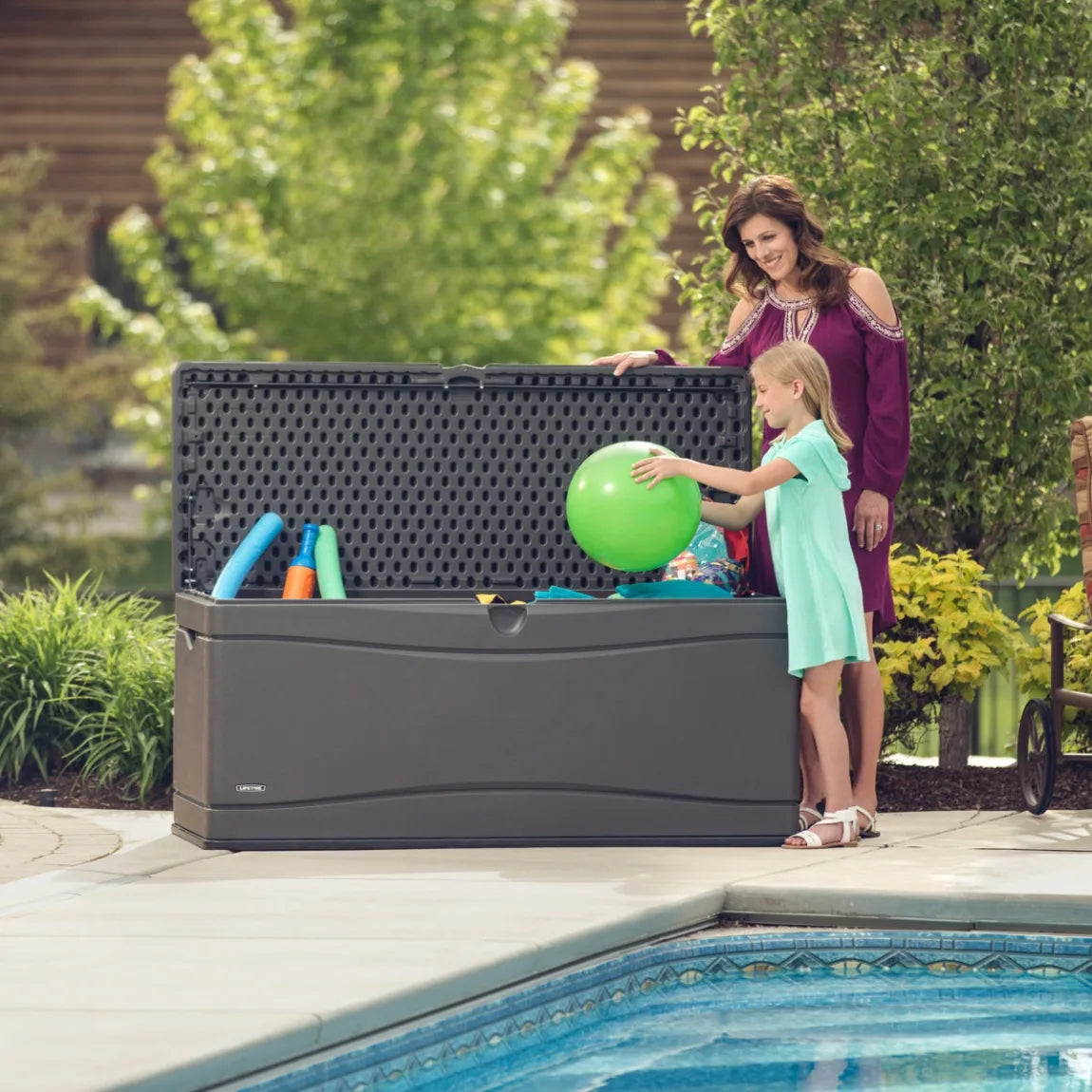 Lifetime 60'' W 130 Gallons Water Resistant Polyethylene Plastic Lockable Deck Box