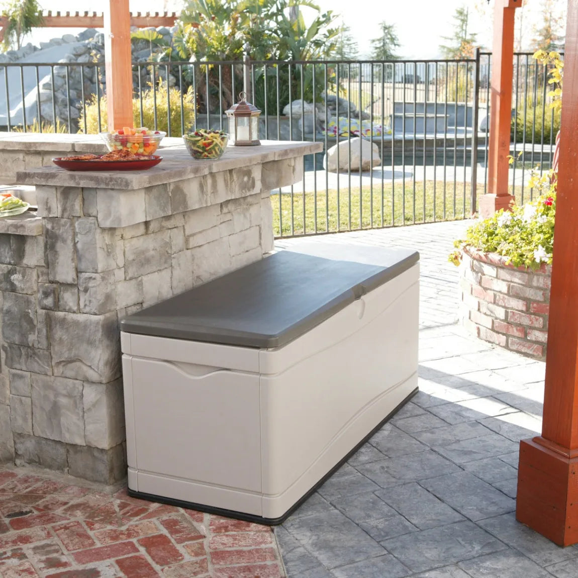 Lifetime 60'' W 130 Gallons Water Resistant Polyethylene Plastic Lockable Deck Box
