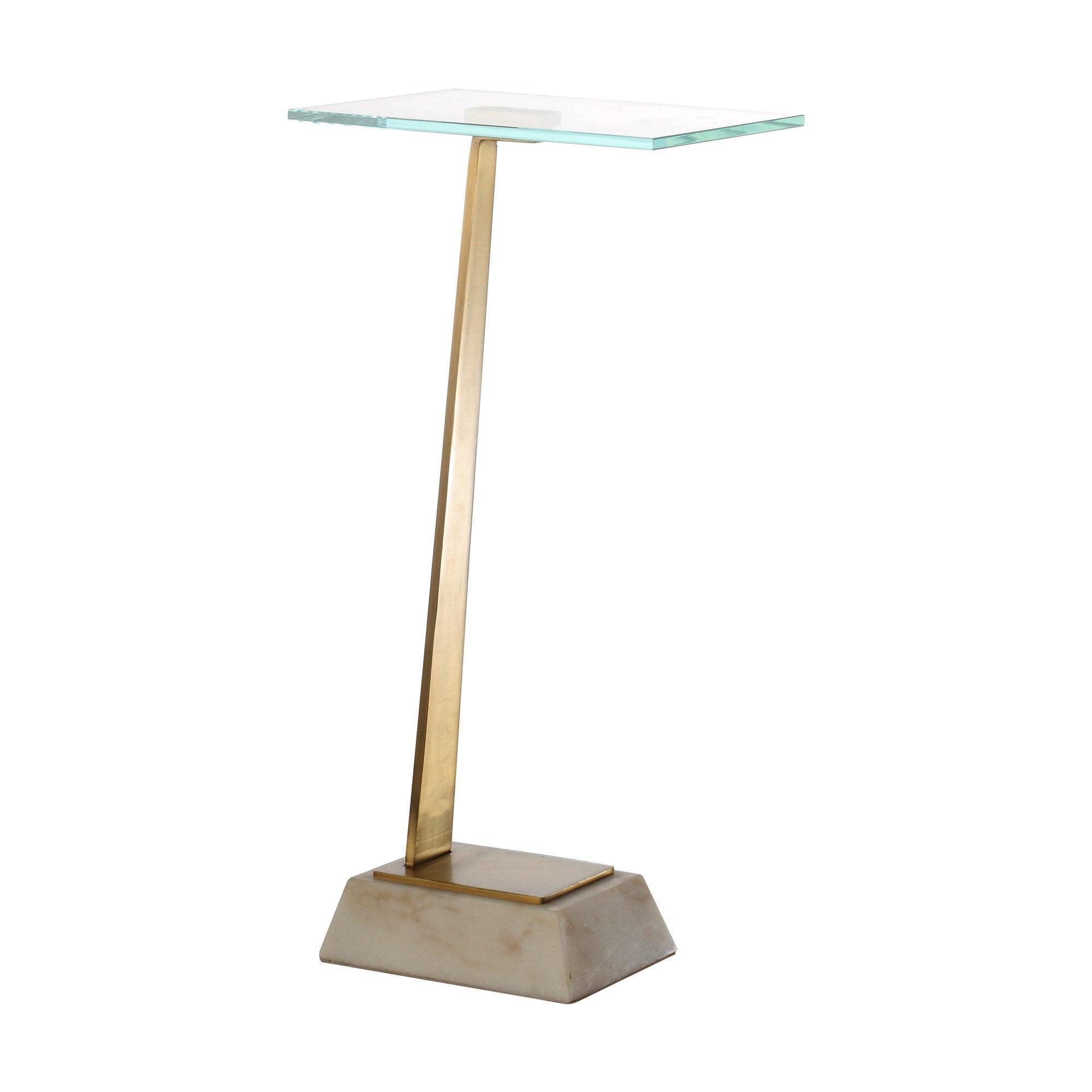 Golden Square Side Table, Marble Base, Modern Luxe Accent