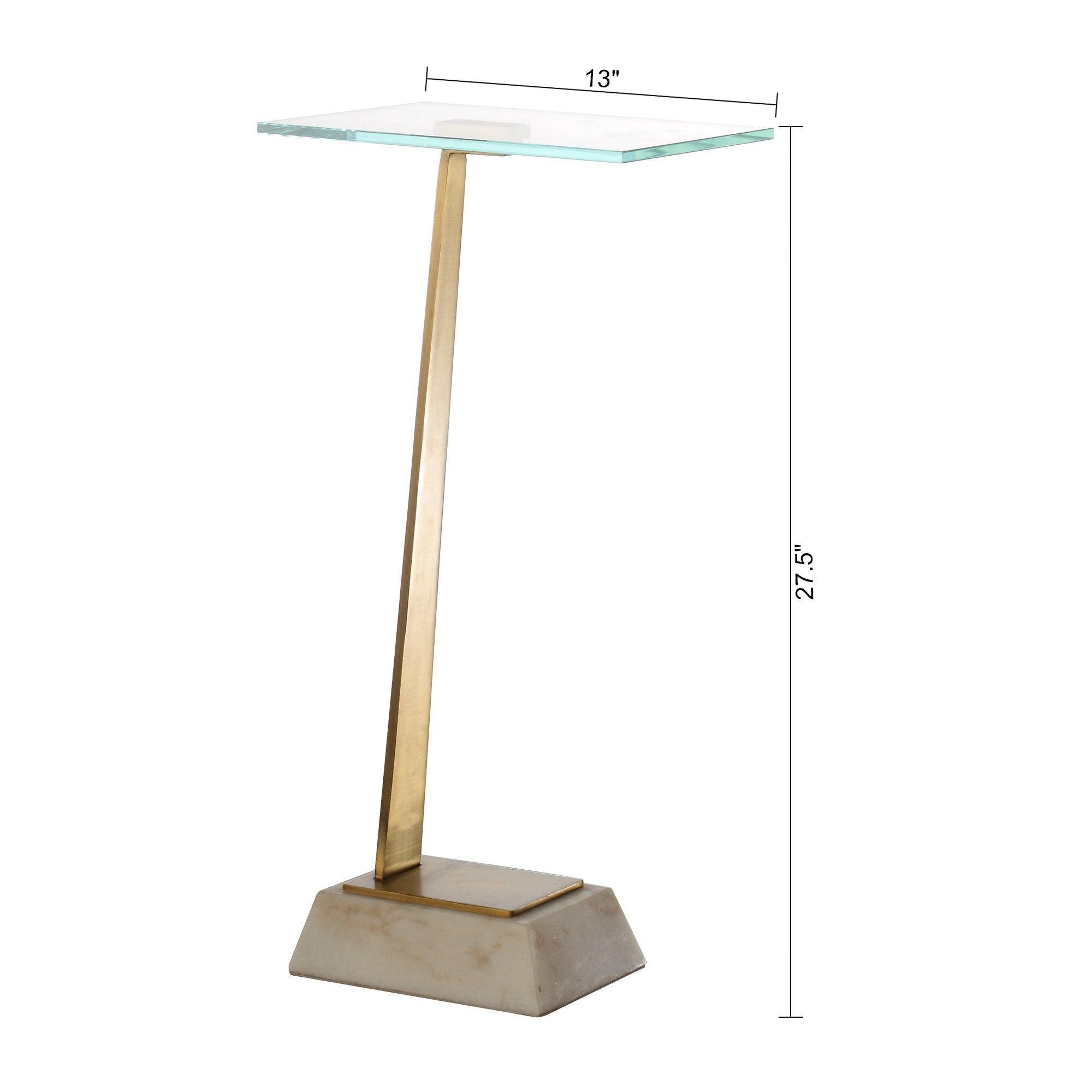 Golden Square Side Table, Marble Base, Modern Luxe Accent