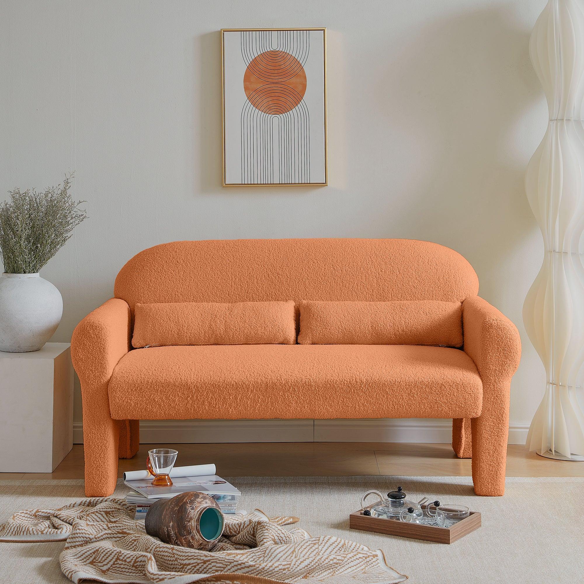 Modern Living Room Loveseat in Lambswool Fabric
