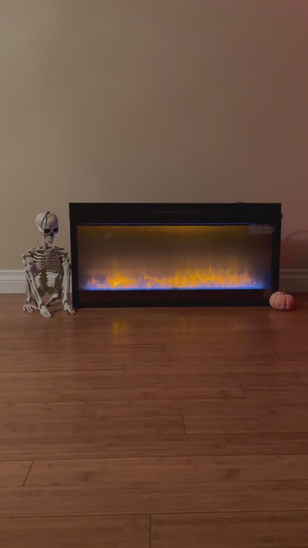 Load video: 36&quot; Modern Black Insert Electric Fireplace with Remote Control