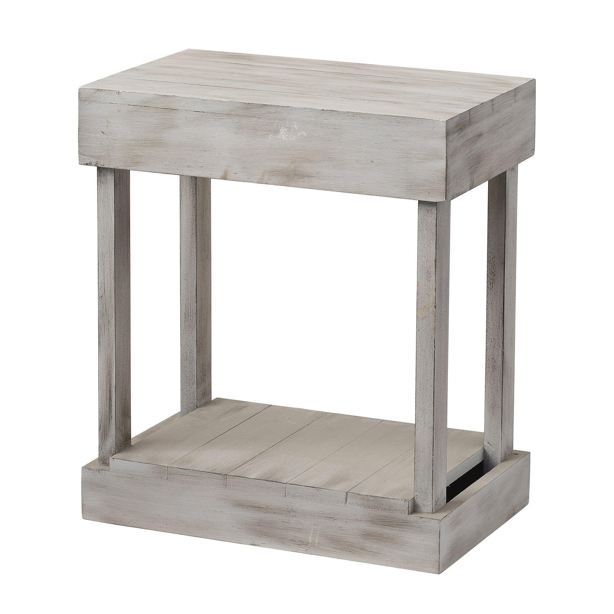 Rustic Wood Square Side Table, Built-In Shelf, Sturdy Accent Storage