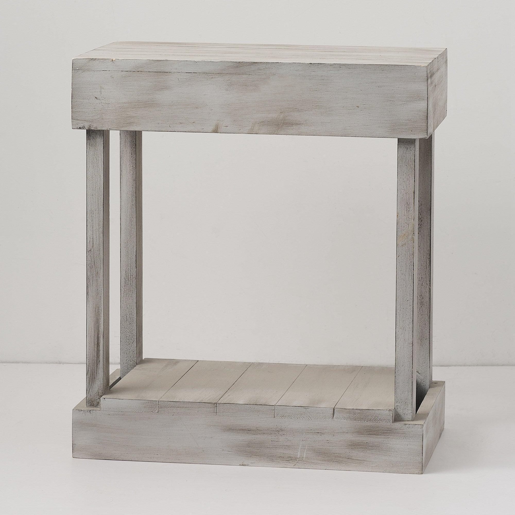 Rustic Wood Square Side Table, Built-In Shelf, Sturdy Accent Storage