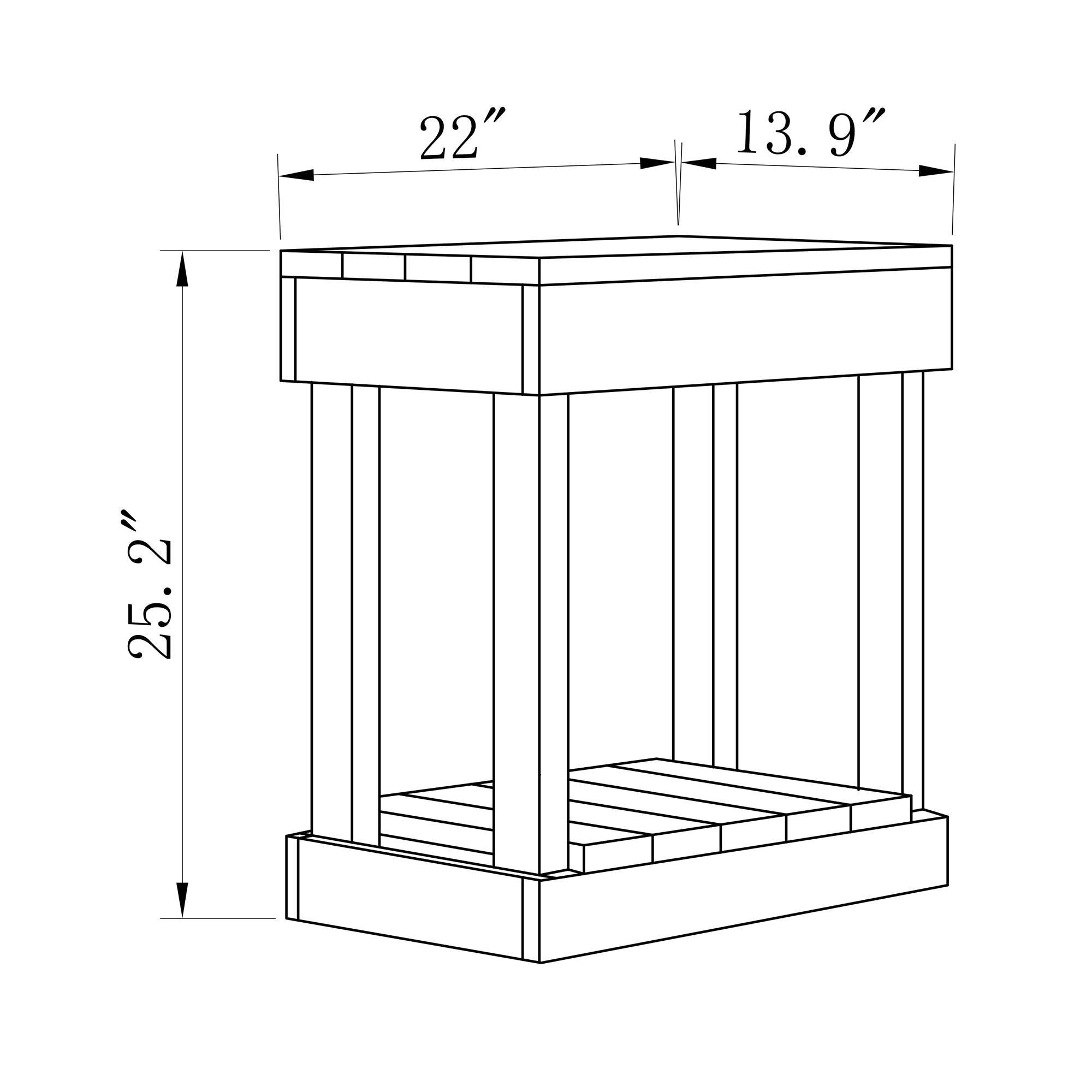 Rustic Wood Square Side Table, Built-In Shelf, Sturdy Accent Storage