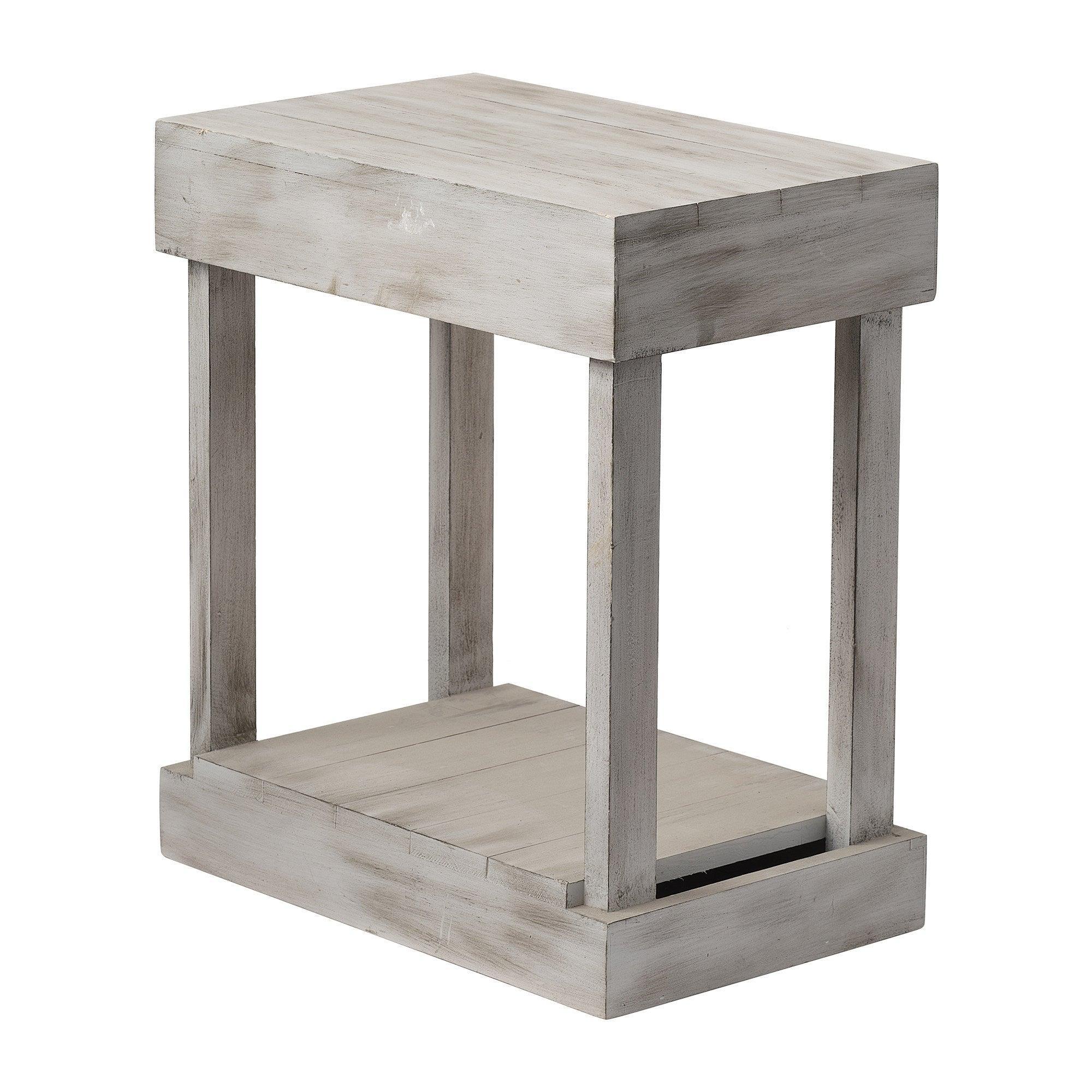 Rustic Wood Square Side Table, Built-In Shelf, Sturdy Accent Storage