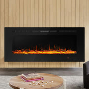 Wall Electric Fireplace with Remote Control and Touch Screen in 13 Flame Colors and Base Lights - Vanub