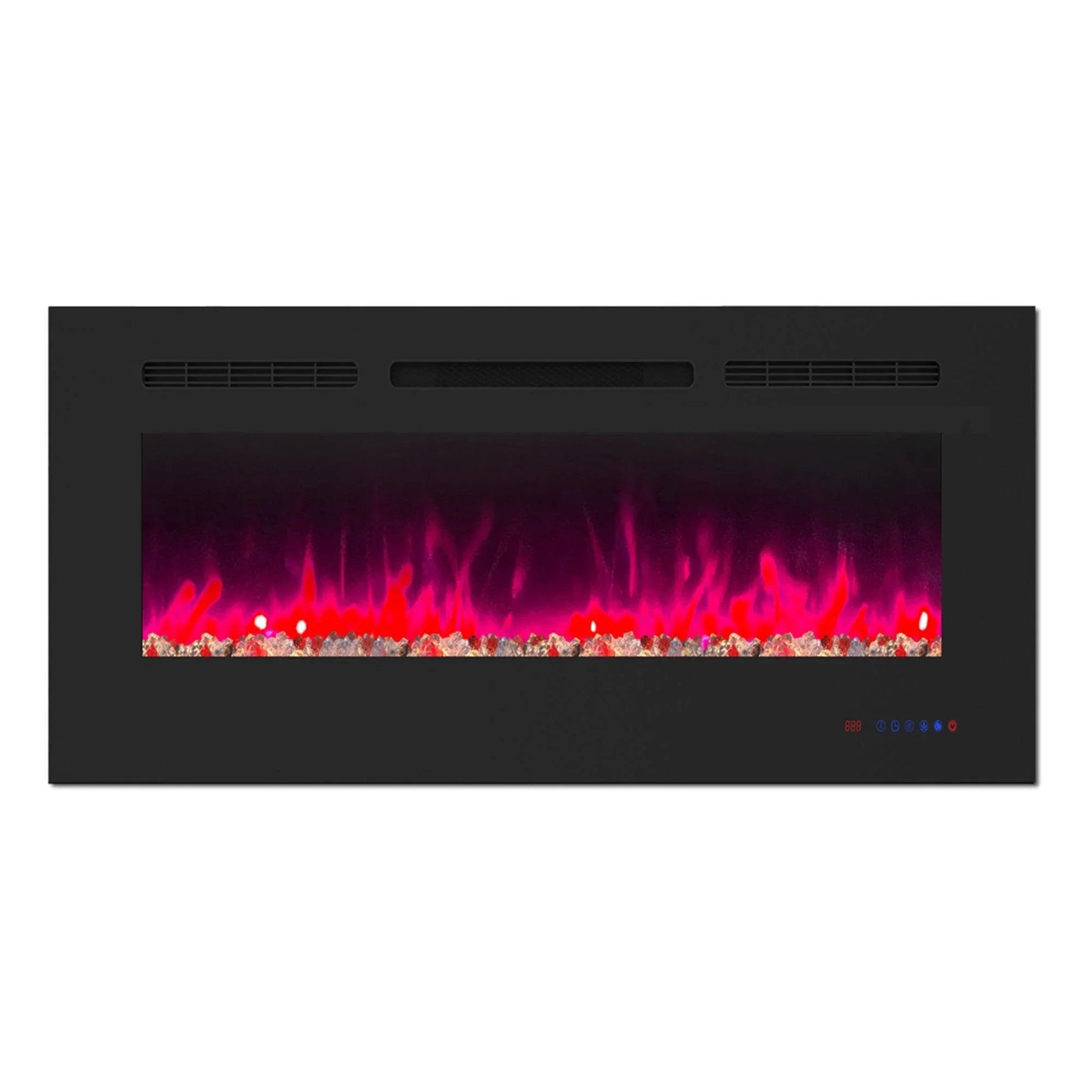 Wall Electric Fireplace with Remote Control and Touch Screen in 13 Flame Colors and Base Lights - Vanub